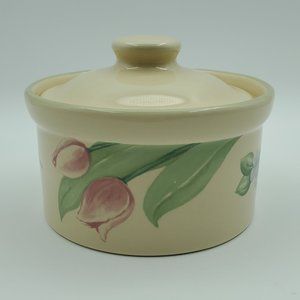 Pfaltzgraff Garden Party Butter Tub Lidded Dish Covered Casserole Tulips Violets
